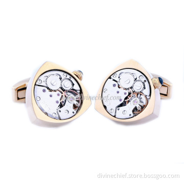 Fashional Peach Heart Shape Watch Movement Stainless Steel Watch Movement Cufflinks for Men